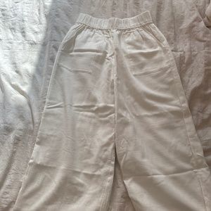 Cropped white linen pants